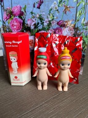 Sonny Angel Ketchup And Mustard Figures Set AUTHENTIC Angels Snack Series NEW!